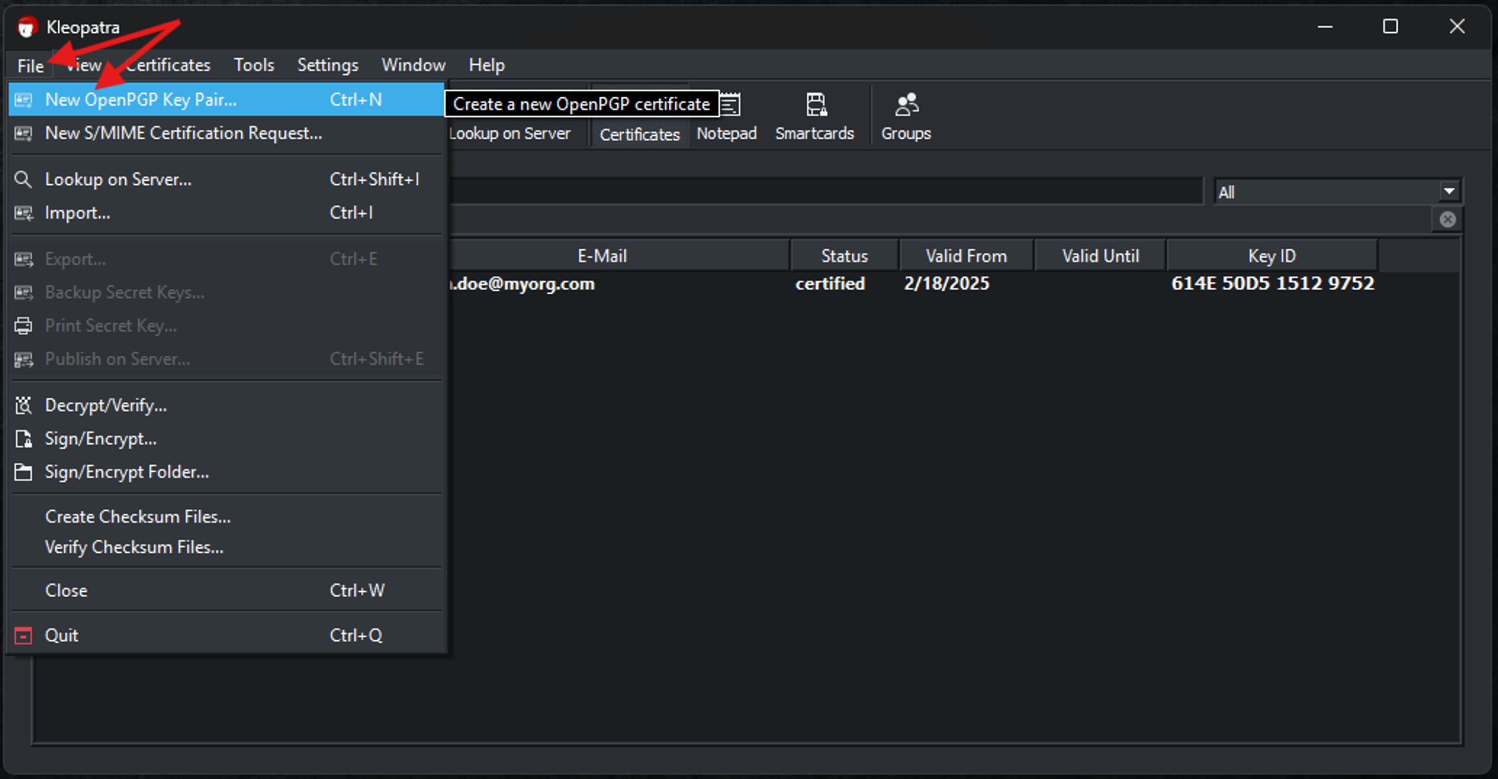 Screenshot of user interface