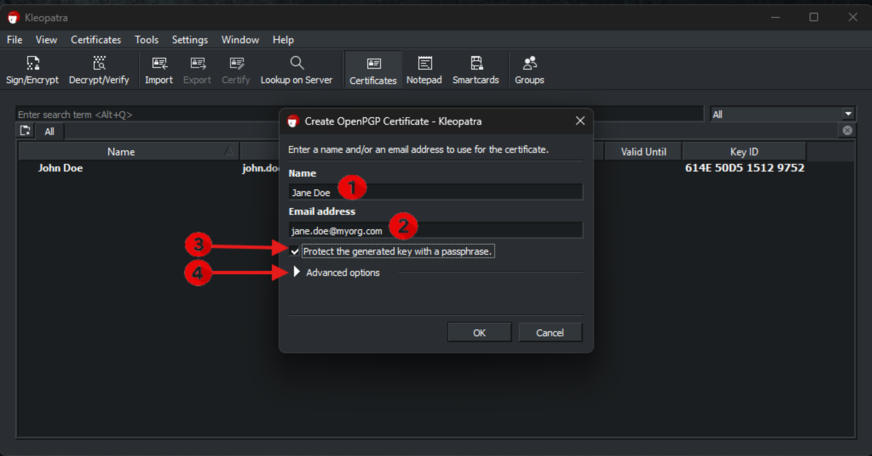 Screenshot of user interface