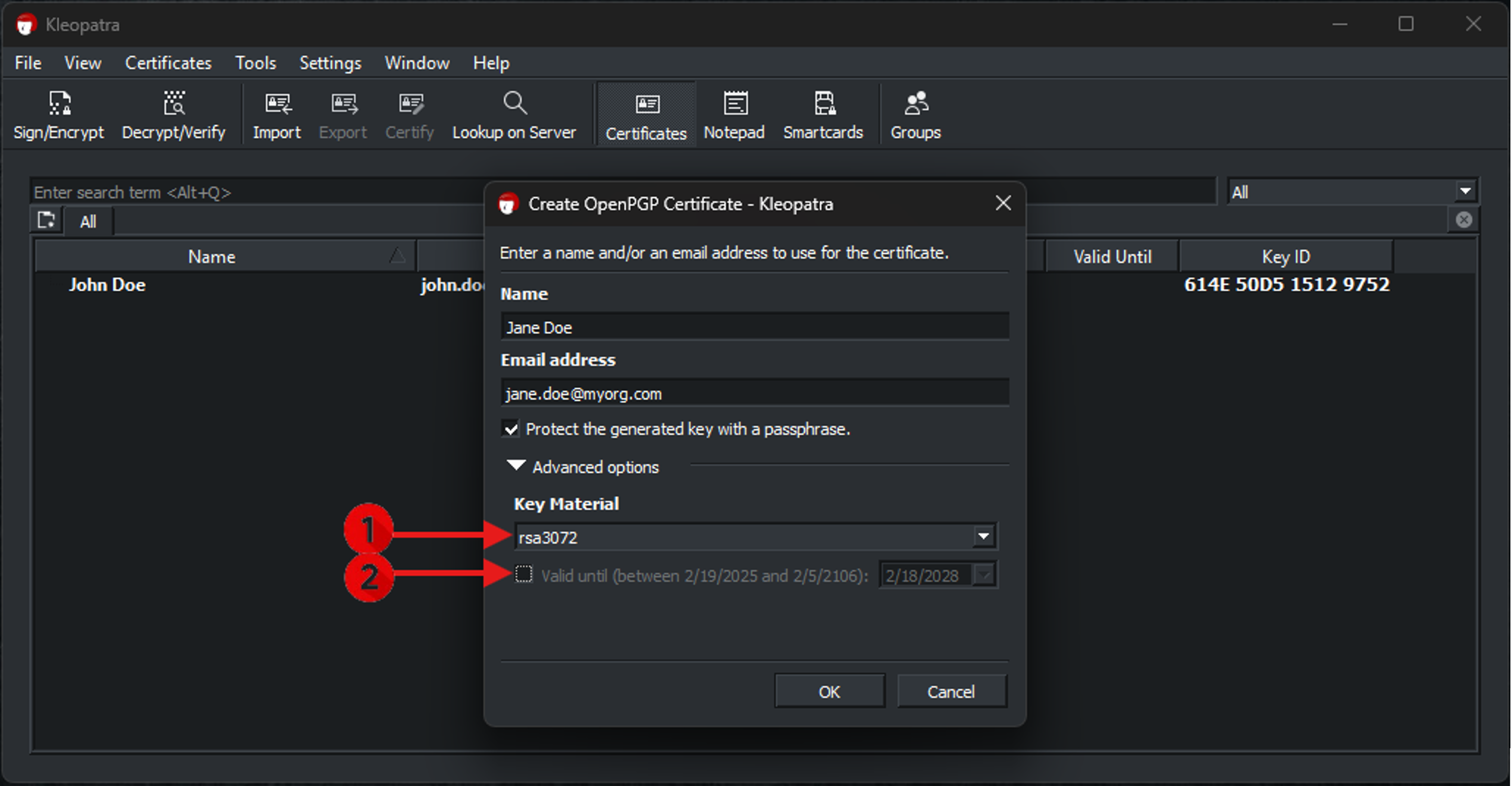 Screenshot of user interface